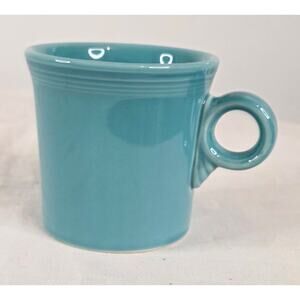 Vintage Fiesta Ware Coffee Mug Turquoise Keyhole Handle Homer Laughlin 8 oz.